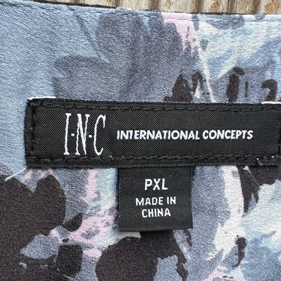 INC International Concepts Blue Gray White Floral Long Sleeve Top Women’s PXL - Picture 7 of 11